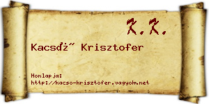 Kacsó Krisztofer névjegykártya